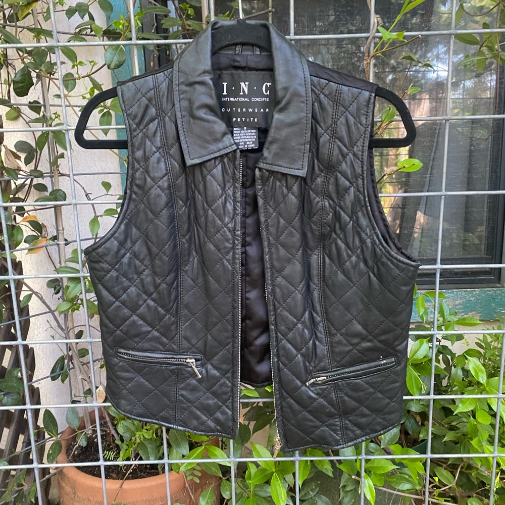 Women's Leather Quilted Vest